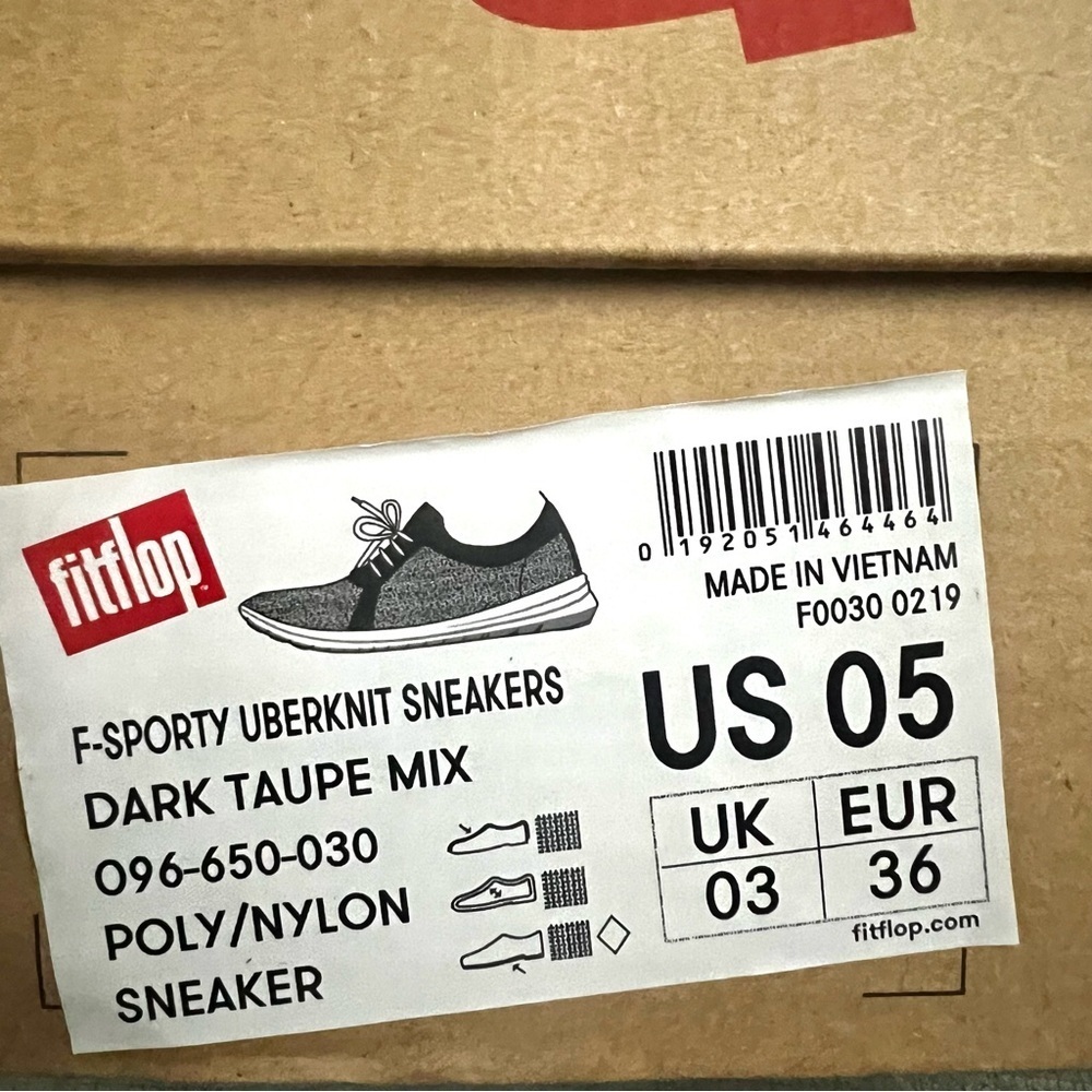 FitFlop F-Sporty Uberknit Lace Up Lightweight Comfort Sneakers Dark Taupe Size 5 - Picture 8 of 9
